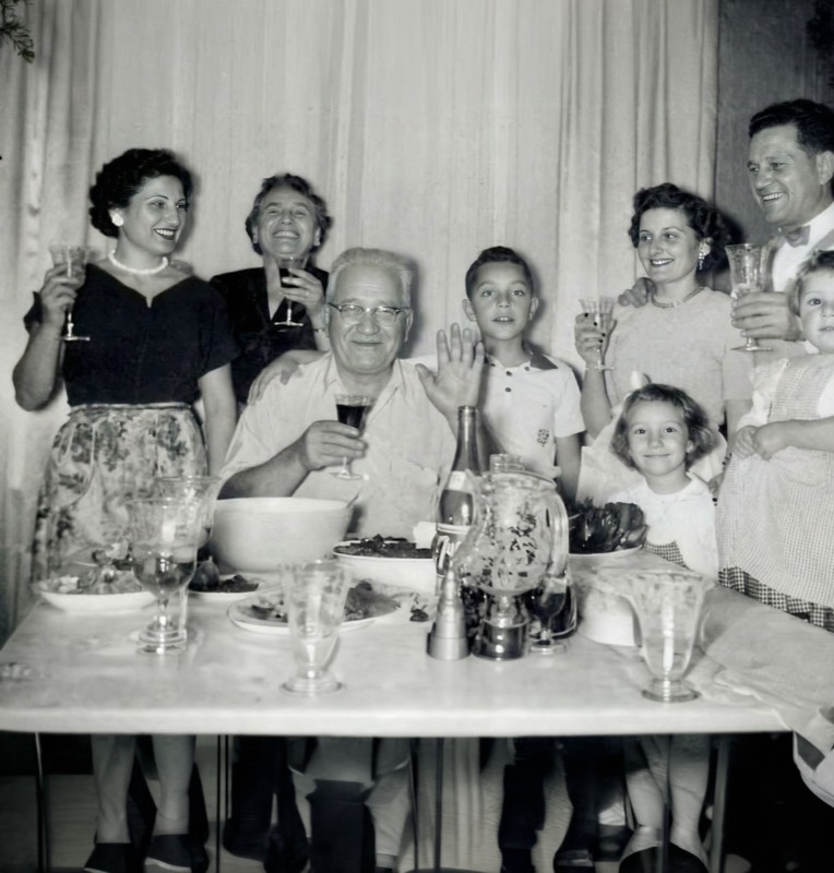 Family gathered together sharing stories and memories