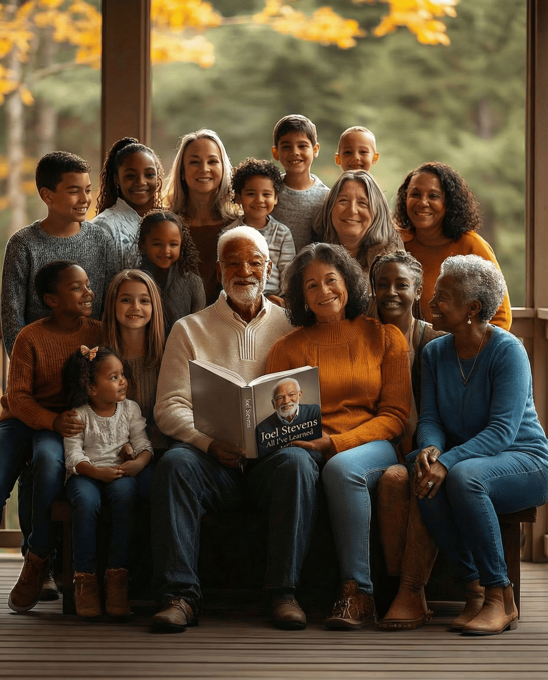 Family gathered together sharing stories and memories