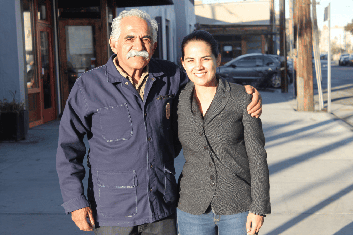 Father and daughter at family business