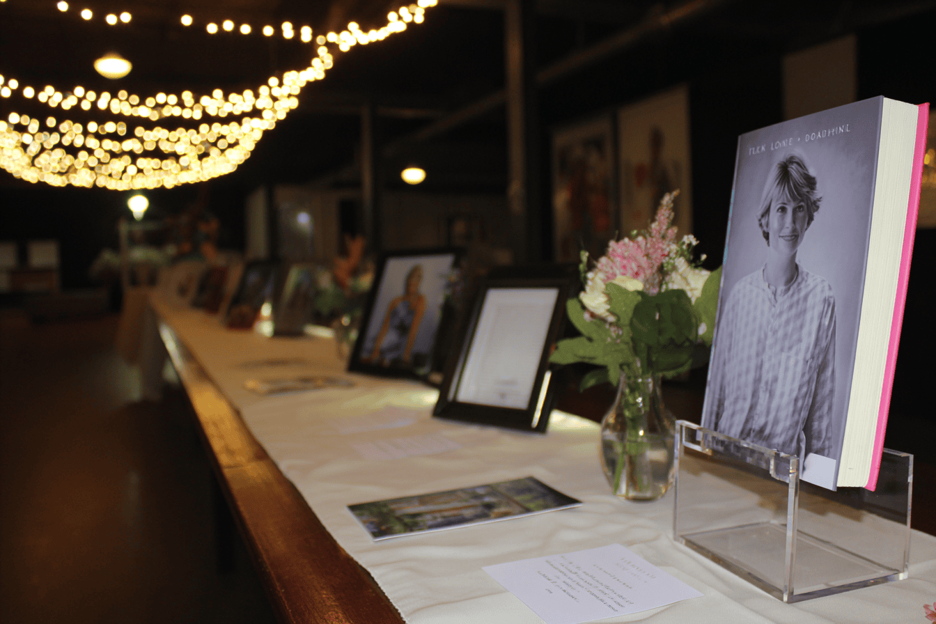 Life story book on charity auction display